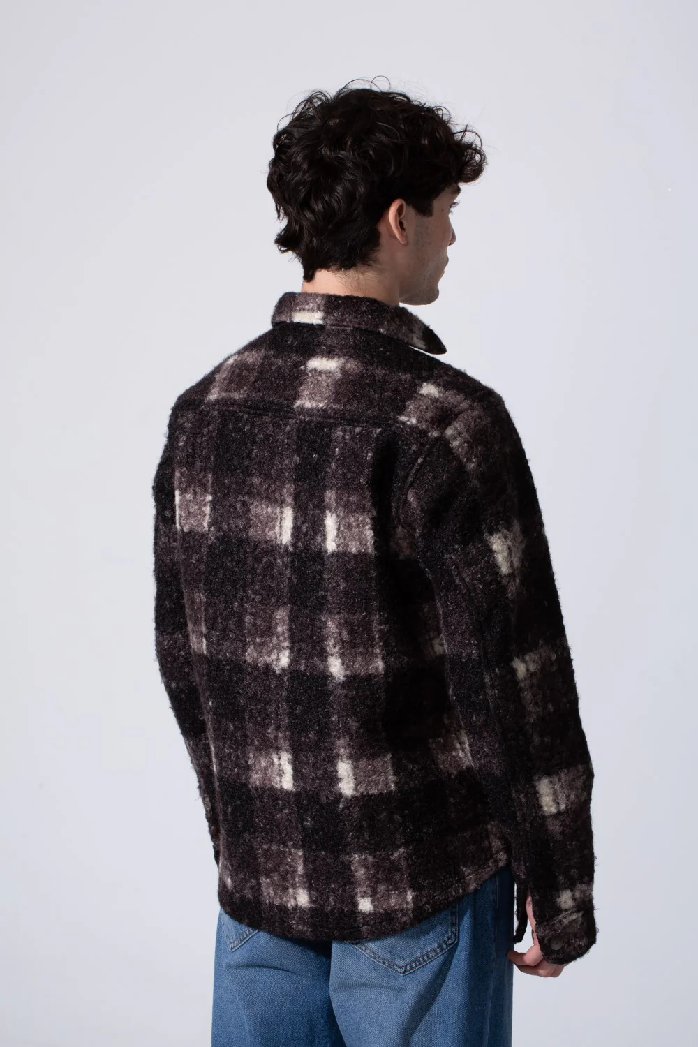 Men's Wool Long Sleeved Modern Shirt With Front Pockets In Brown - Image 2