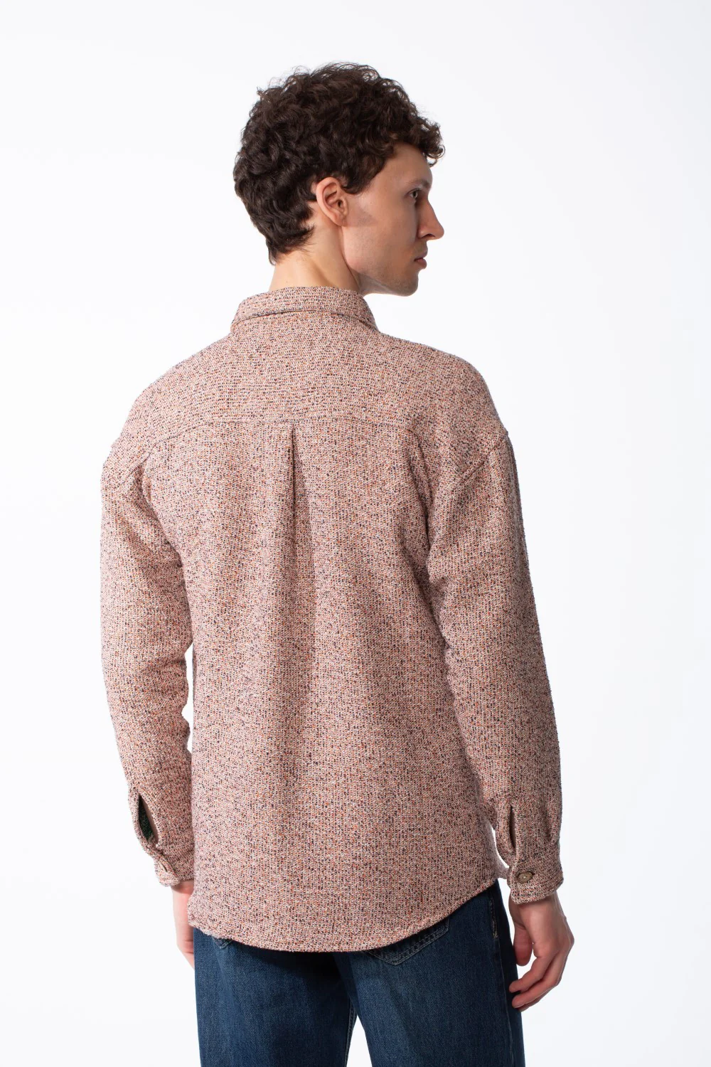 Men's Woolen Felt Fabric Classic Point Collar Chest Pockets With Flaps Detailed With Contrasting Tonal Buttons Shirt - Image 2