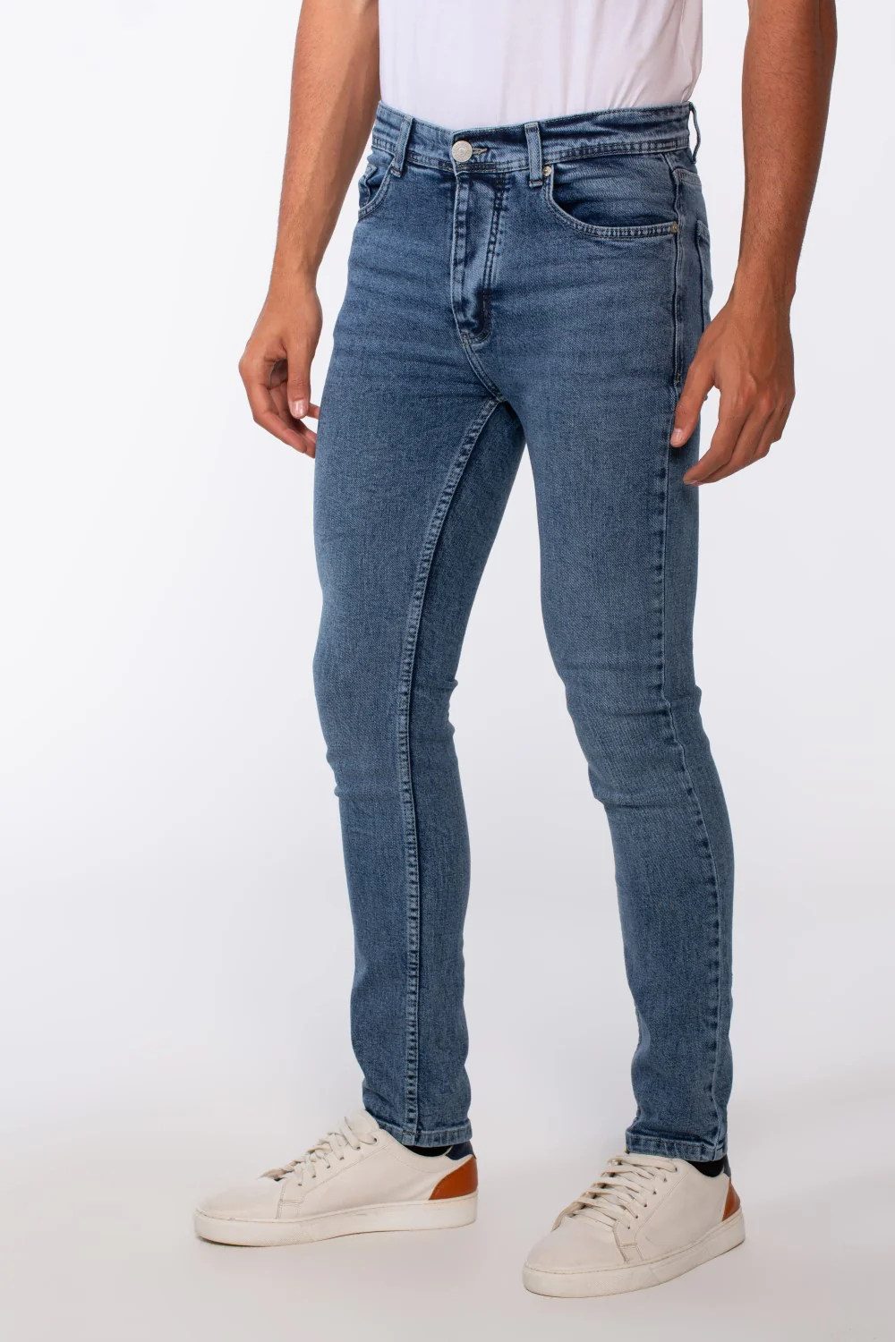 Men's Worn Look Slim Fit Jeans Pants - Image 3