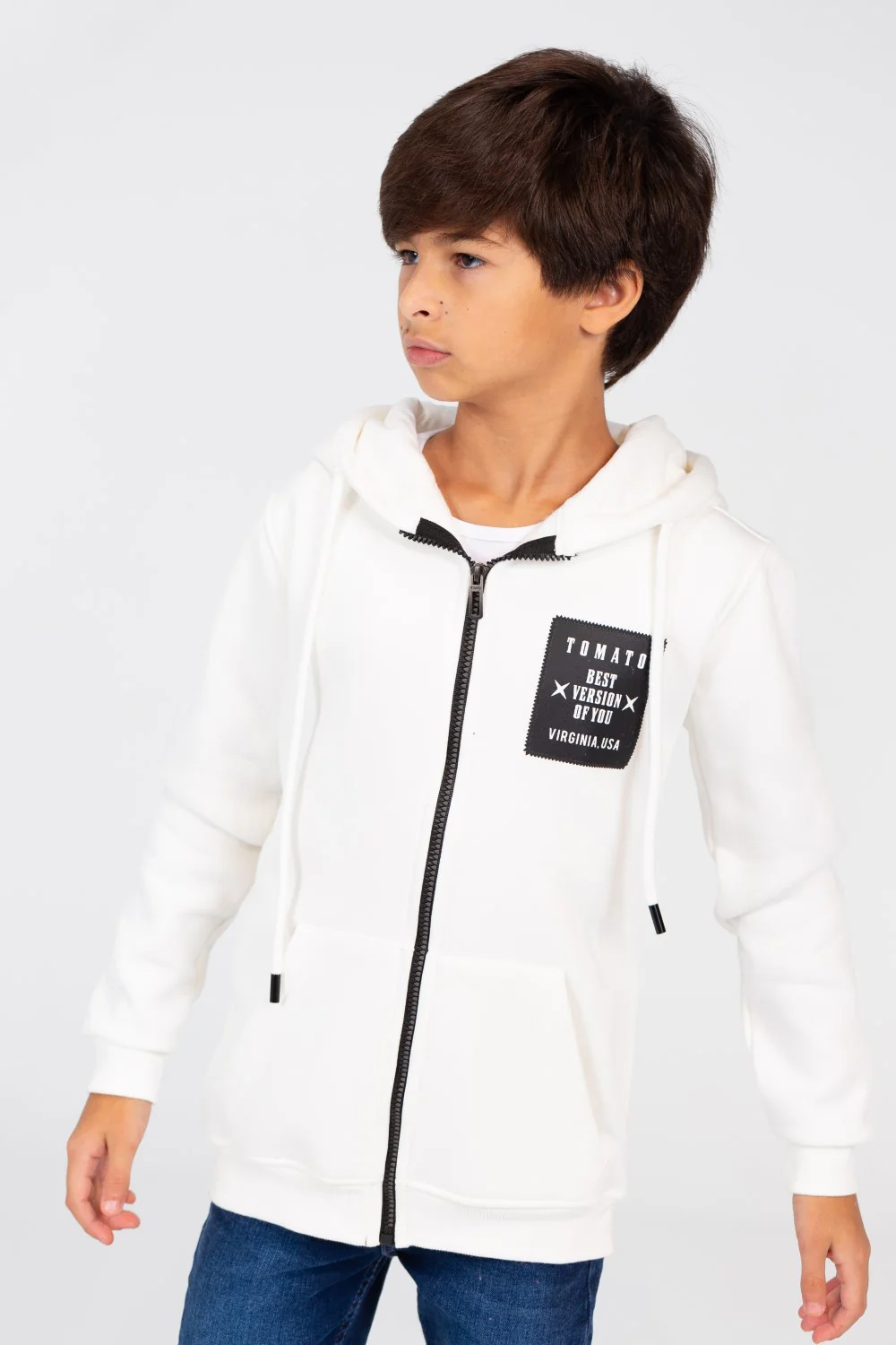 Boy's Zip-Up Sweatshirt With Tomato Print And Pockets - Image 9