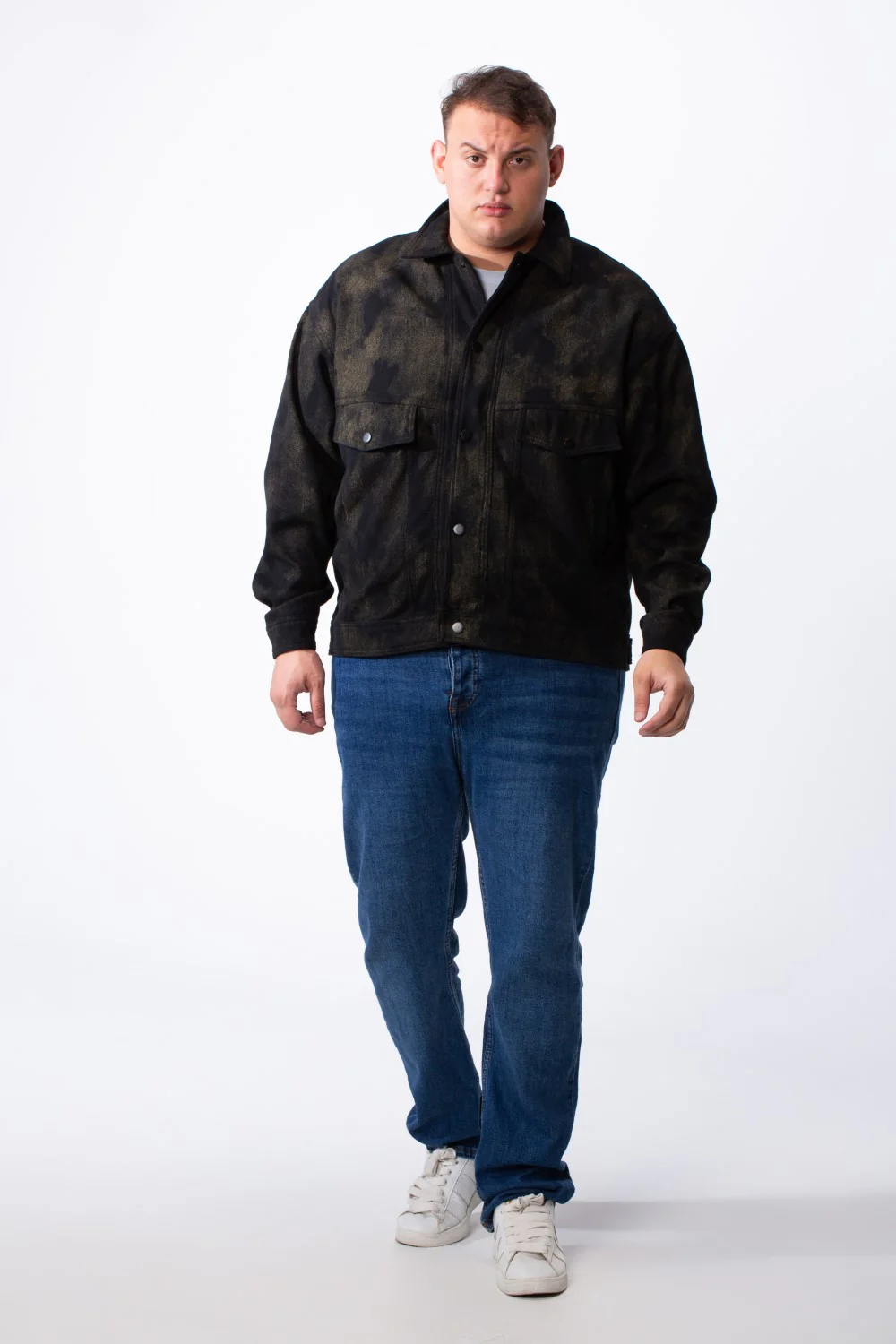 Men’s Marble Effect Texture Button Down Design Flap Chest Pockets Classic Collar Tomato Store Big Size Jacket - Image 7