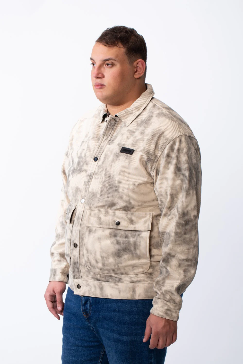 Men's Classic Neck With Marble Pattern Flap Closure Chest Pockets Textured Ripped Fabric Tomato Store Big Size Slim Fit Jacket - Image 4
