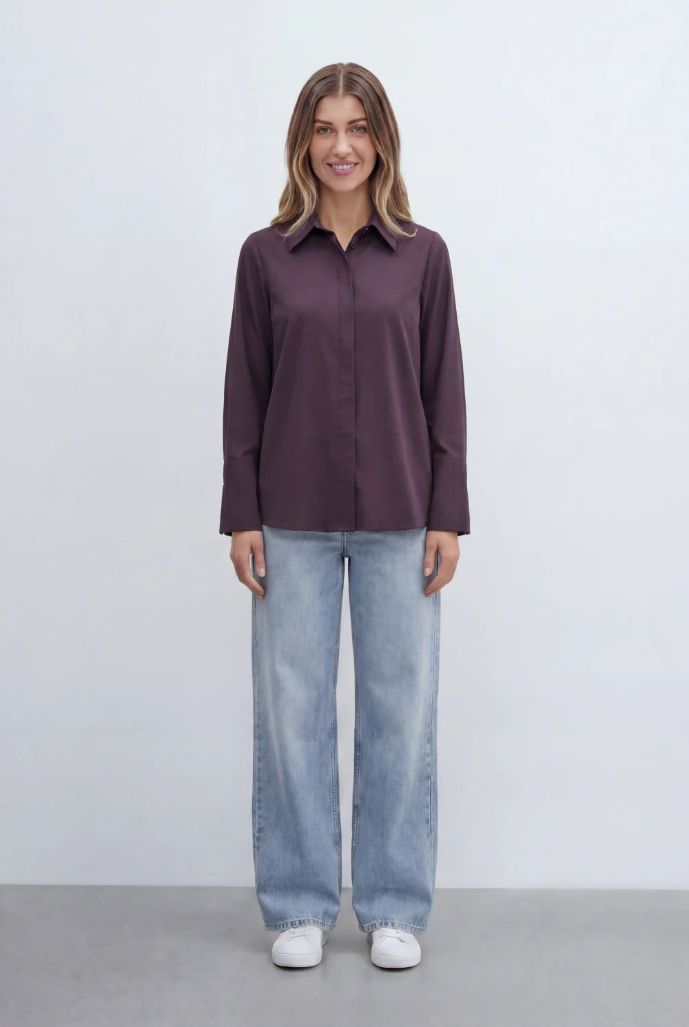 Women’s Tomato Store Blouse Clean Concealed Placket Sharp Collar Wide Cuffs - Image 11