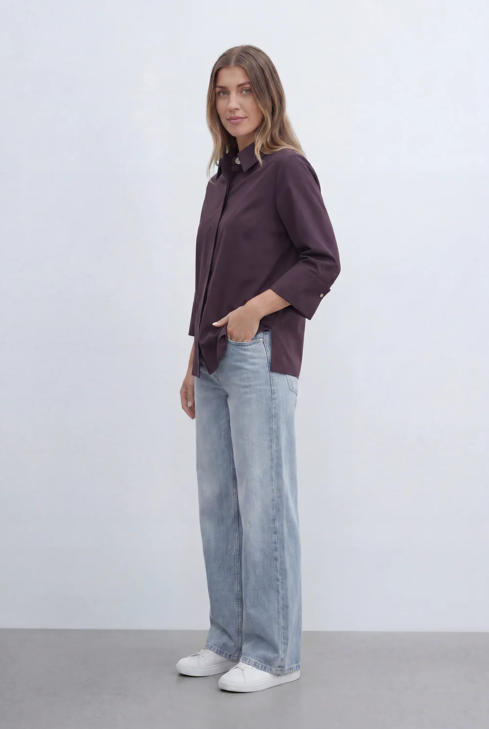 Women’s Tomato Store Blouse Clean Concealed Placket Sharp Collar Wide Cuffs - Image 12