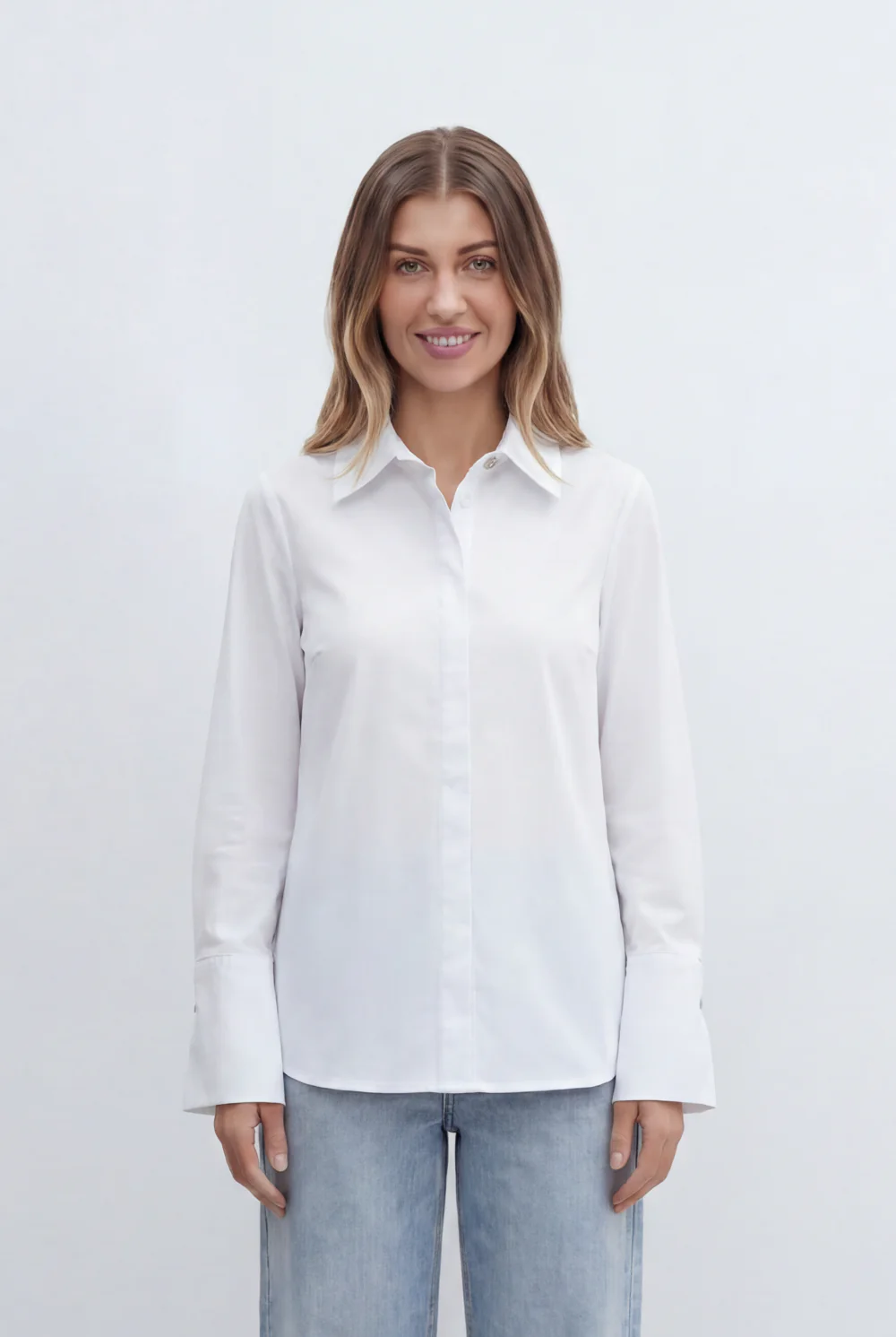 Women’s Tomato Store Blouse Clean Concealed Placket Sharp Collar Wide Cuffs - Image 5