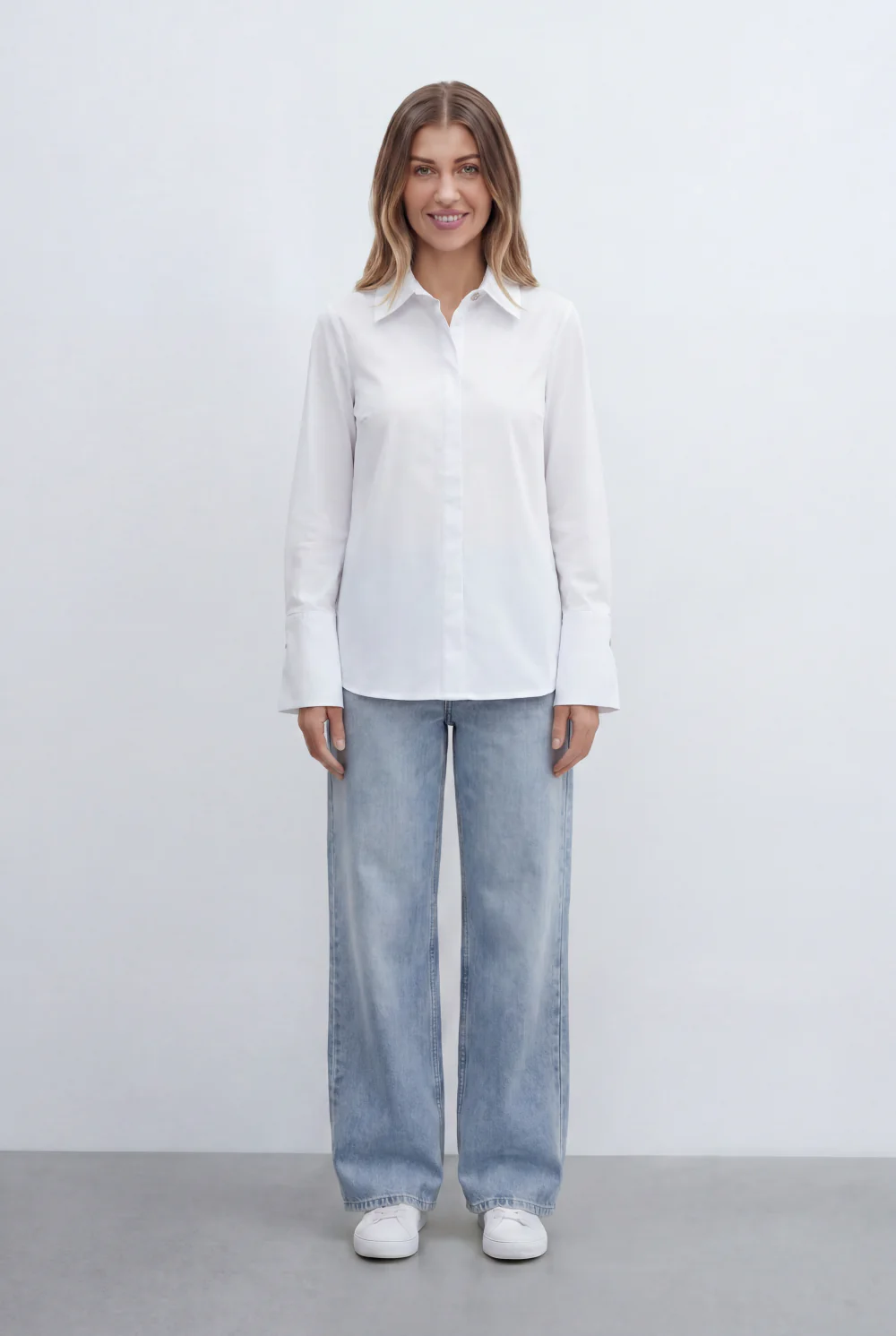 Women’s Tomato Store Blouse Clean Concealed Placket Sharp Collar Wide Cuffs - Image 7
