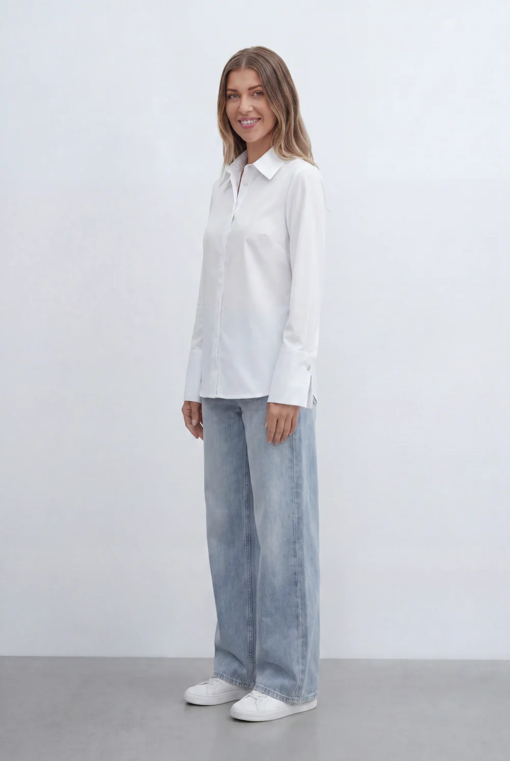 Women’s Tomato Store Blouse Clean Concealed Placket Sharp Collar Wide Cuffs - Image 8