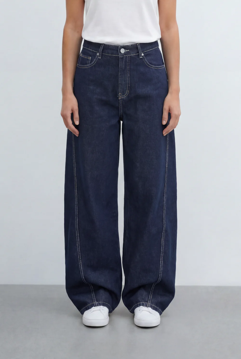 Women’s Tomato Store Contrast Stitch Wide Leg Denim Jeans Pants