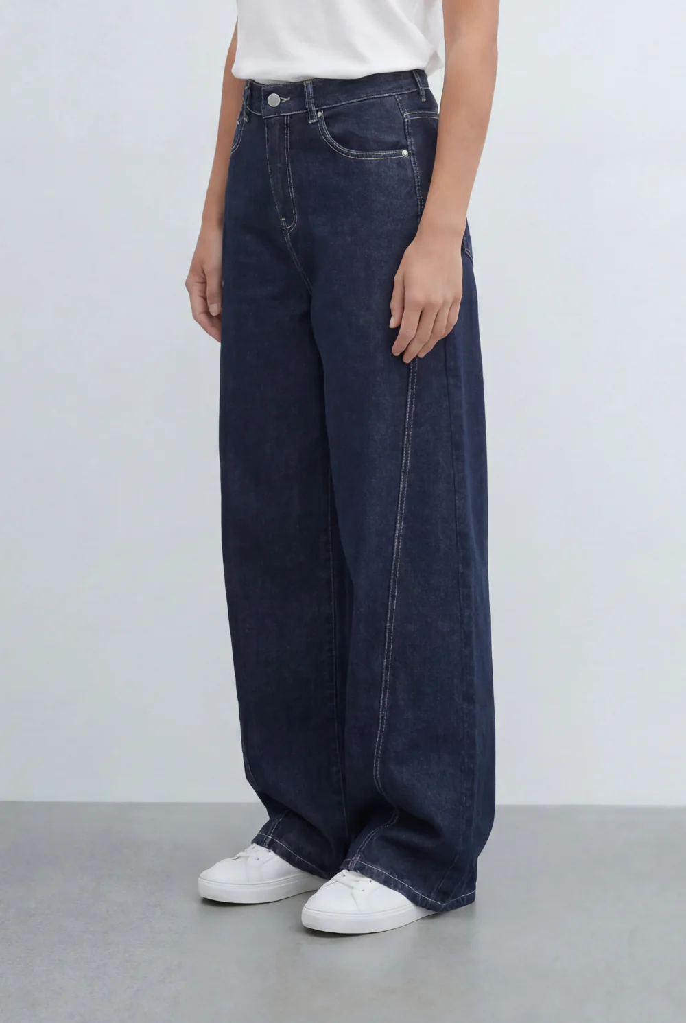 Women’s Tomato Store Contrast Stitch Wide Leg Denim Jeans Pants - Image 4