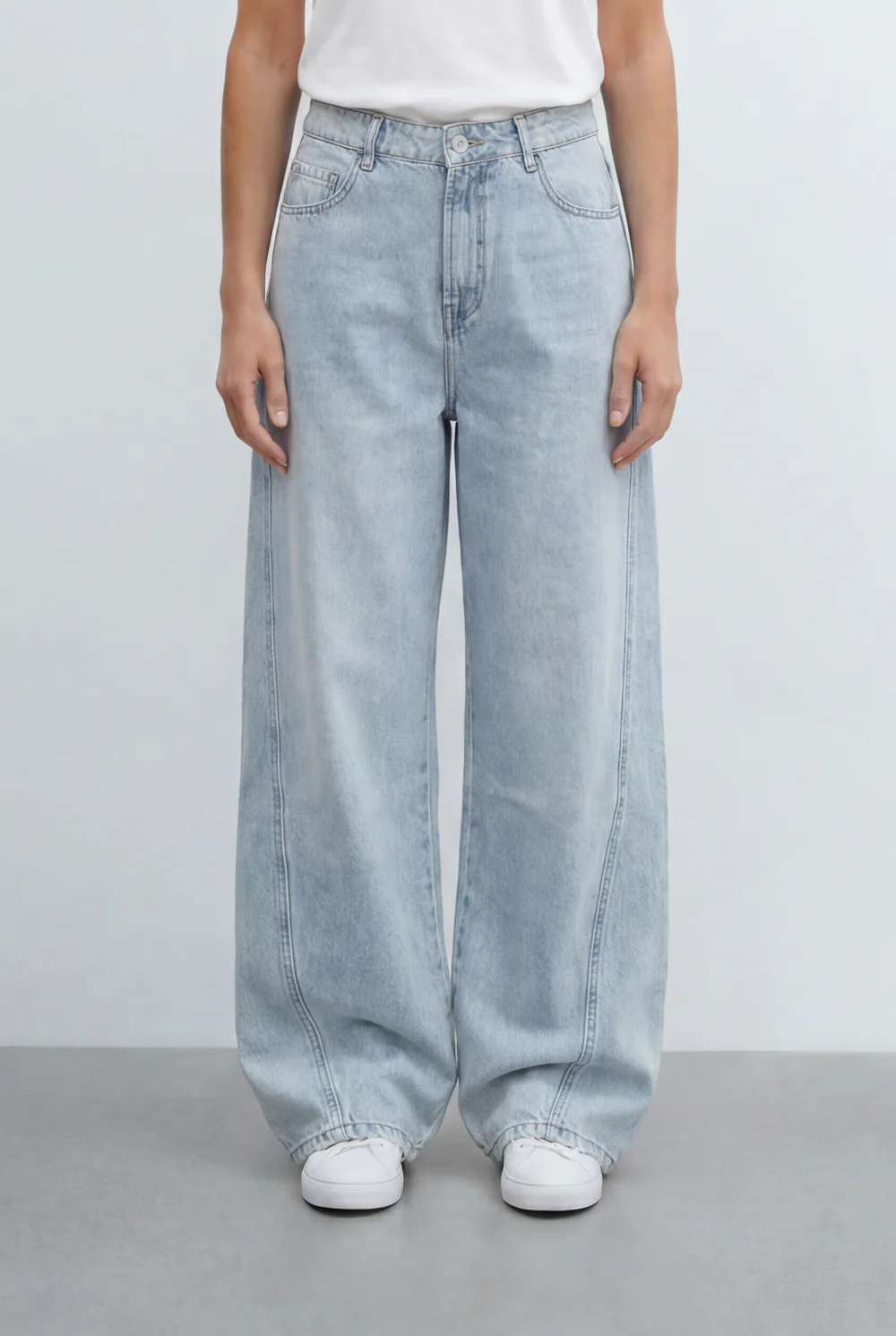 Women’s Tomato Store Contrast Stitch Wide Leg Denim Jeans Pants - Image 5
