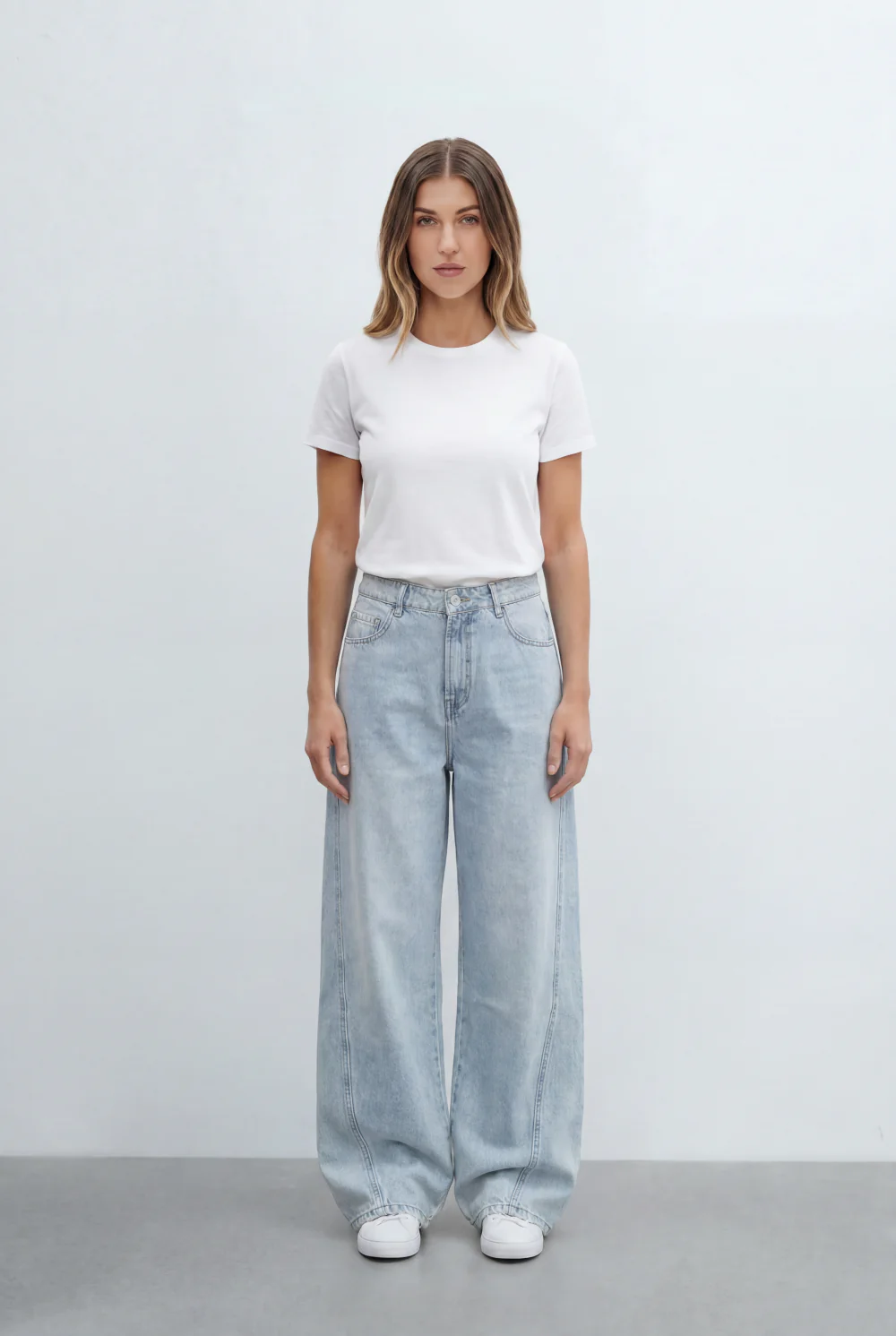 Women’s Tomato Store Contrast Stitch Wide Leg Denim Jeans Pants - Image 7