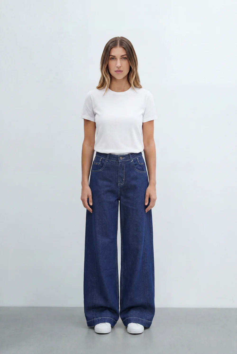 Women’s Tomato Store Dark Wash Palazzo Jeans Pants High Rise Waist Extra Wide Leg Shape - Image 3