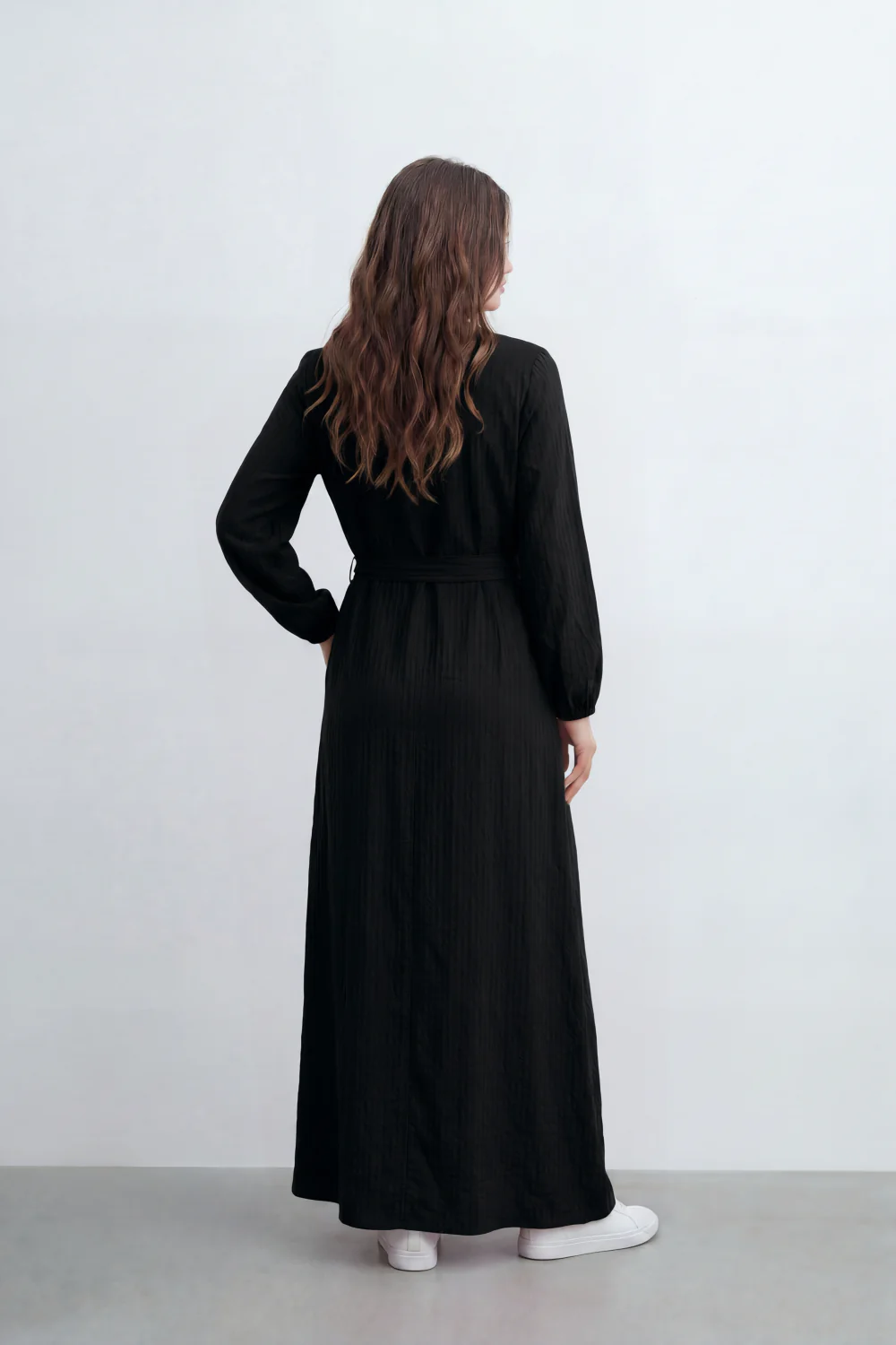Women’s Tomato Store Desert Gauze Maxi Dress With Allover Cotton Crinkle Slub Texture Front Tassel Tie Detail Self Waist Belt Relaxed Flowing Fit - Image 18