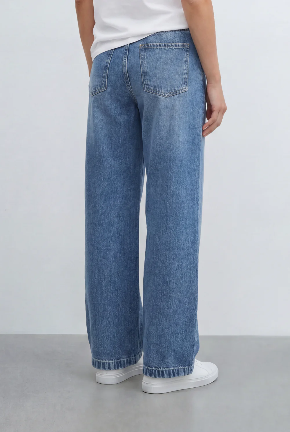 Women’s Tomato Store Drawstring Denim Used Effect Pants Elastic Waist Comfort Fit - Image 2