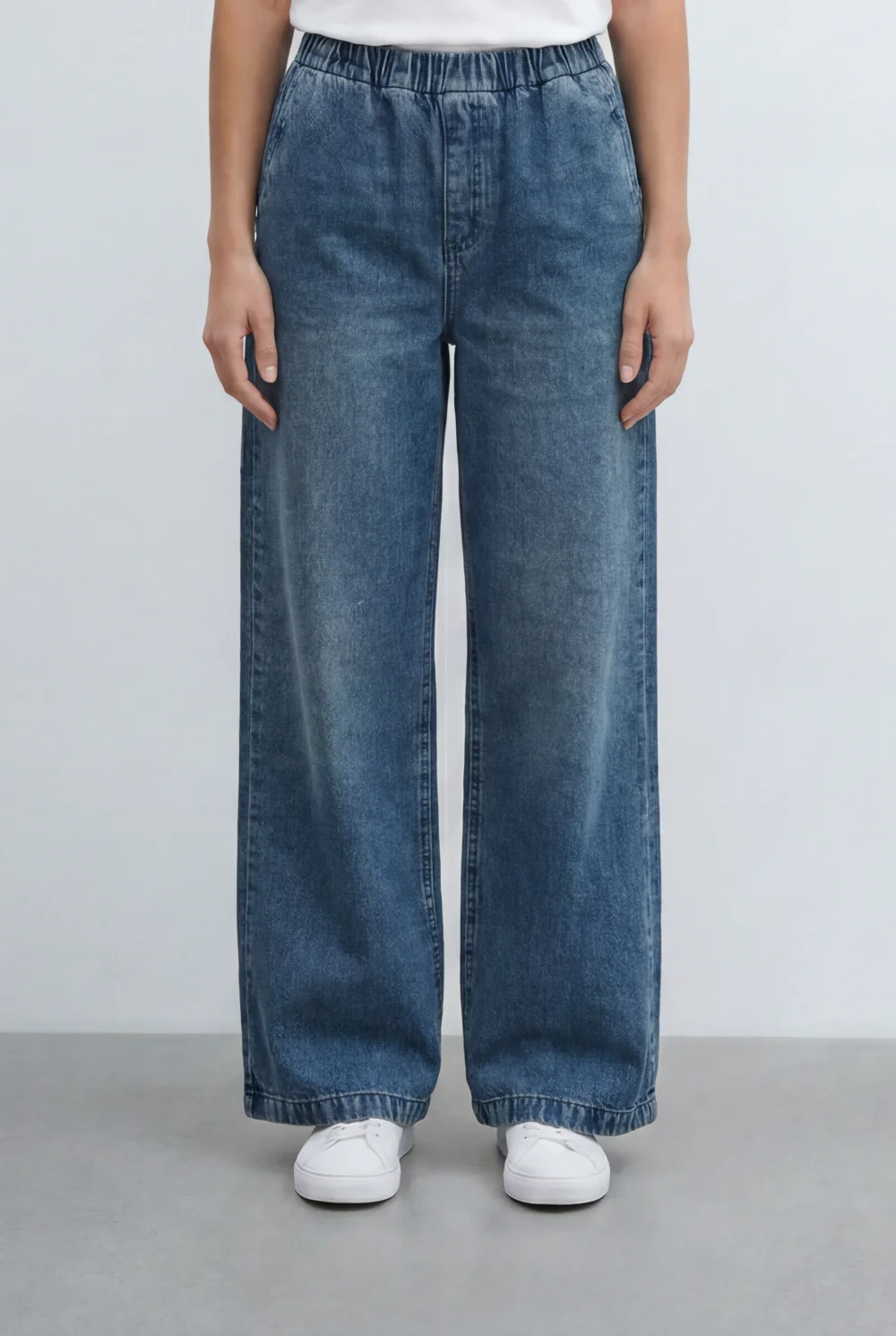 Women’s Tomato Store Drawstring Denim Used Effect Pants Elastic Waist Comfort Fit - Image 5