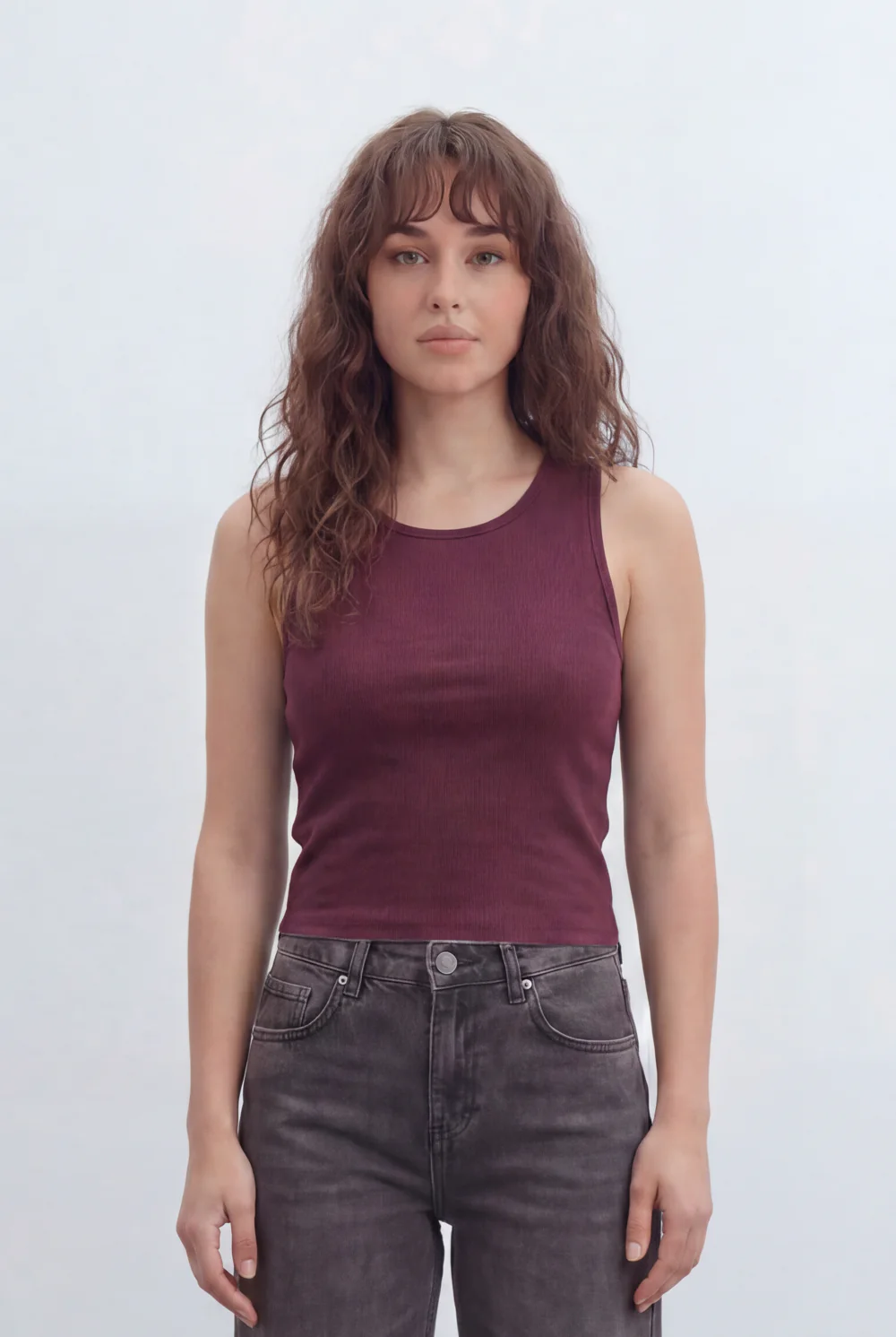 Women’s Tomato Store Everyday Rib Fitted T-Shirt Top With Fine Vertical Rib Texture Smooth Solid Surface Front Back Finish Body Hugging Shape - Image 9