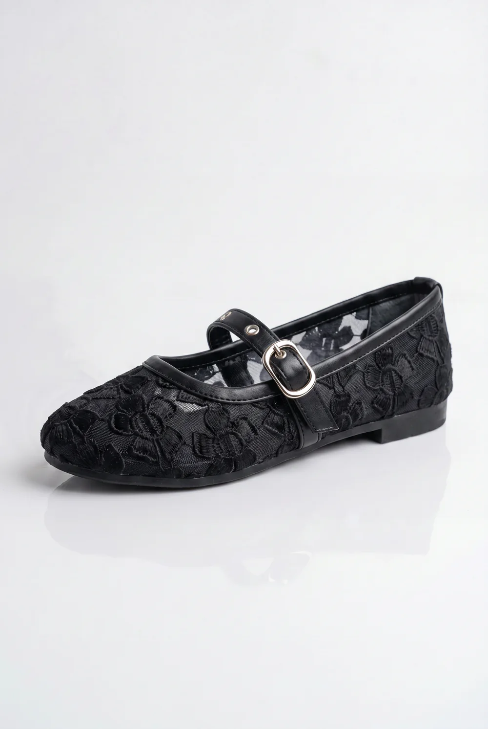 Women’s Tomato Store Lace Ballet Flats Shoes Delicate Floral Embroidery Mary Jane Strap Low Heel Design - Image 8