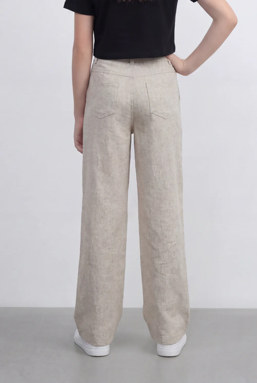 Girl’s Tomato Store Linen Straight Pants Natural Texture High Rise Waist - Image 2