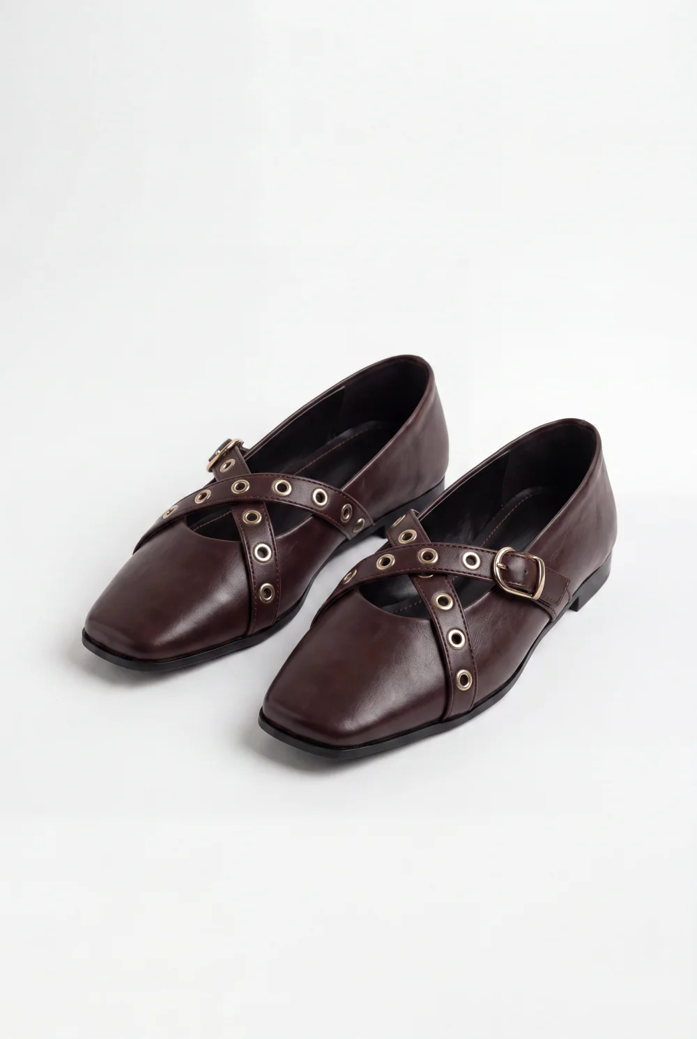 Women’s Tomato Store Mary Jane Flats Multi Strap Buckle Details Metal Eyelet Accents Ballet Flats Shoes - Image 5