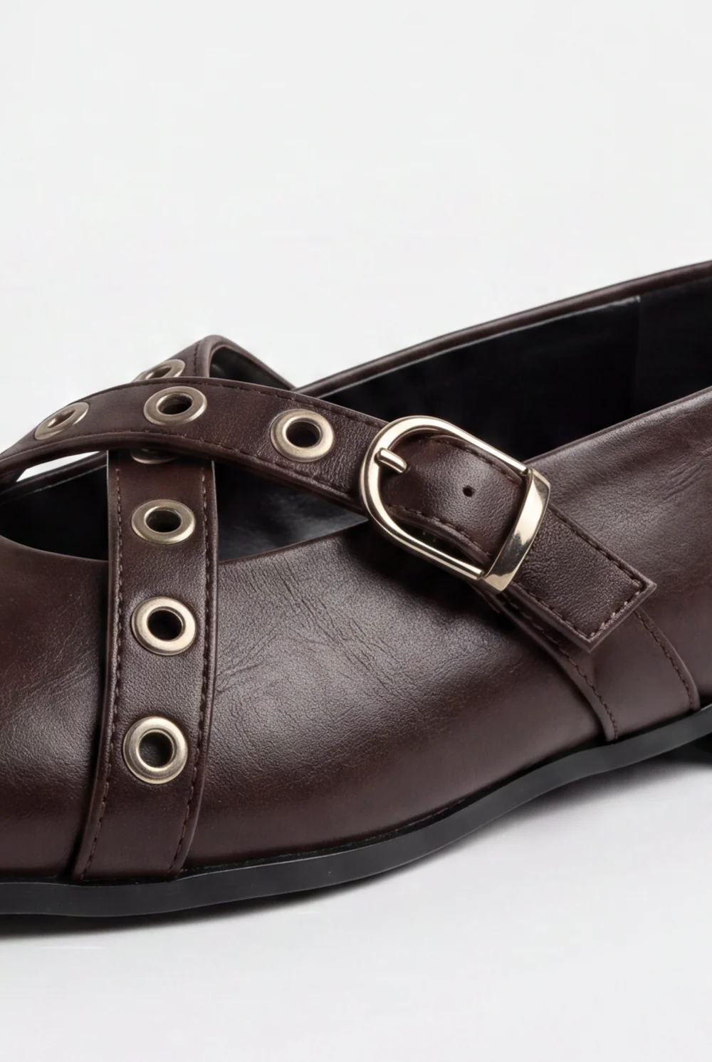 Women’s Tomato Store Mary Jane Flats Multi Strap Buckle Details Metal Eyelet Accents Ballet Flats Shoes - Image 7