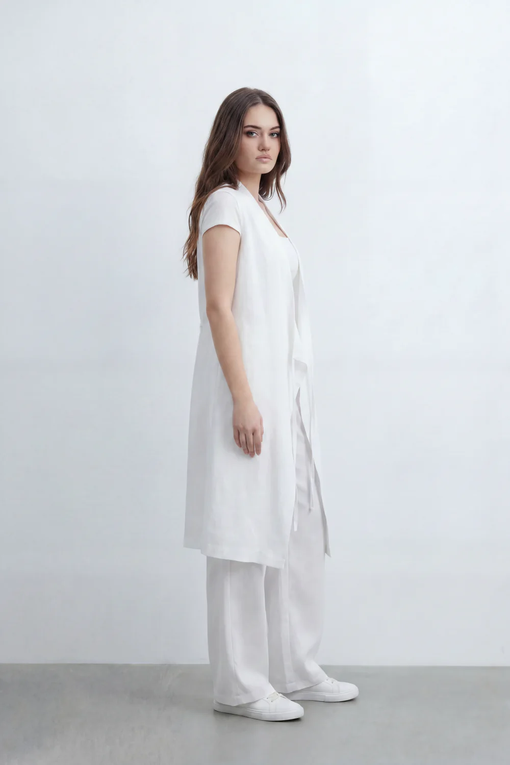 Women’s Tomato Store Nomad Linen Co-Ord Set With Crinkle Slub Texture Plain Dyed Surface Draped Outfit Paperbag Waist Front Tie Detail Relaxed Flowing Fit - Image 11