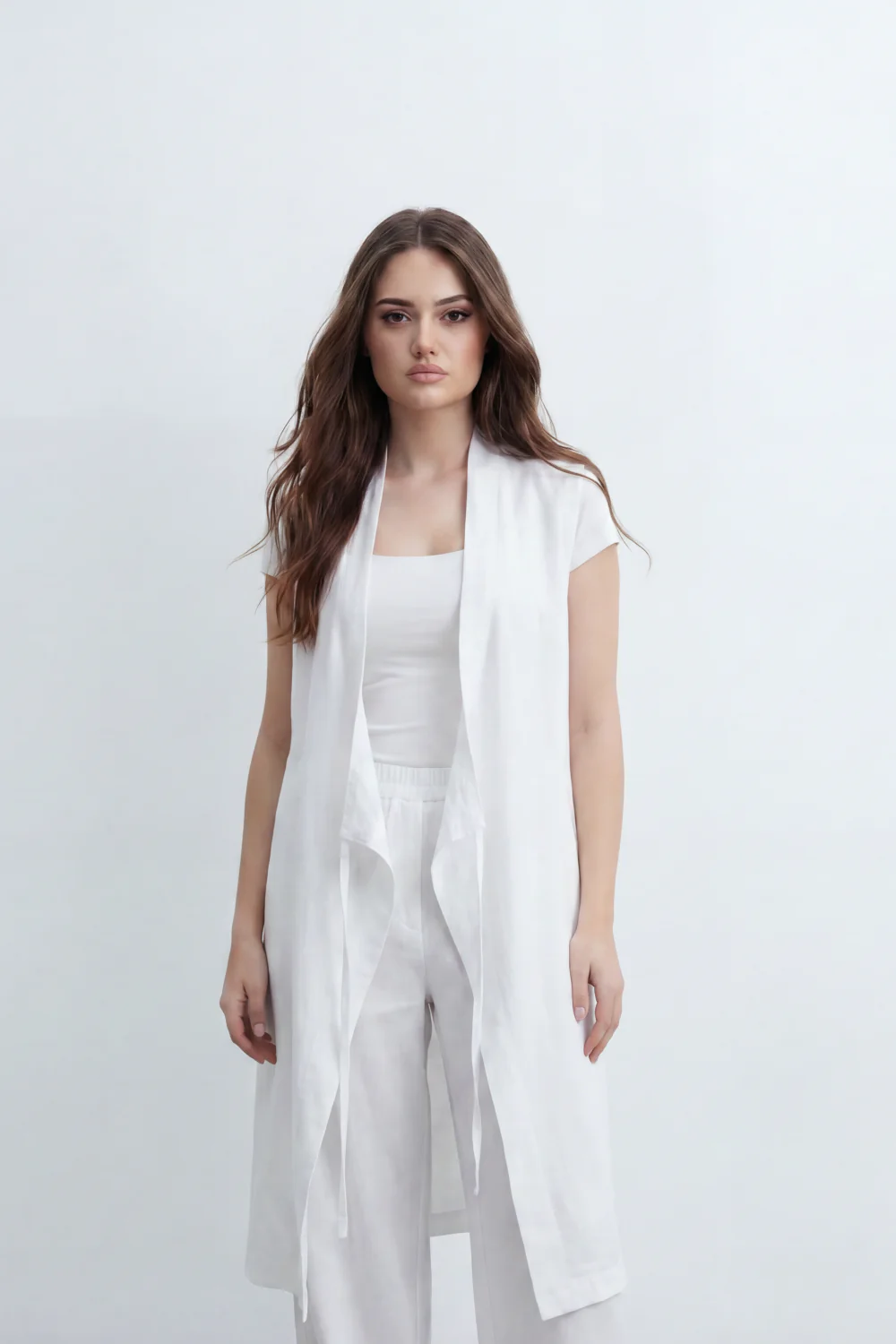 Women’s Tomato Store Nomad Linen Co-Ord Set With Crinkle Slub Texture Plain Dyed Surface Draped Outfit Paperbag Waist Front Tie Detail Relaxed Flowing Fit - Image 12