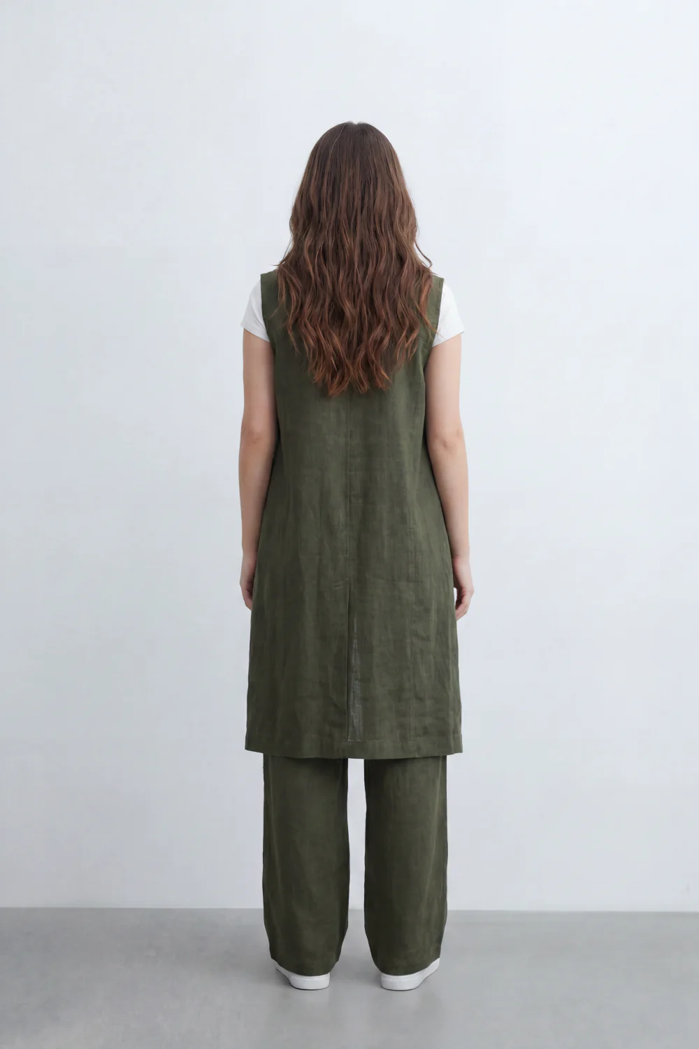 Women’s Tomato Store Nomad Linen Co-Ord Set With Crinkle Slub Texture Plain Dyed Surface Draped Outfit Paperbag Waist Front Tie Detail Relaxed Flowing Fit - Image 6