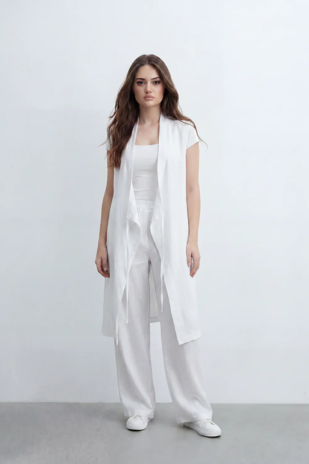 Women’s Tomato Store Nomad Linen Co-Ord Set With Crinkle Slub Texture Plain Dyed Surface Draped Outfit Paperbag Waist Front Tie Detail Relaxed Flowing Fit - Image 9
