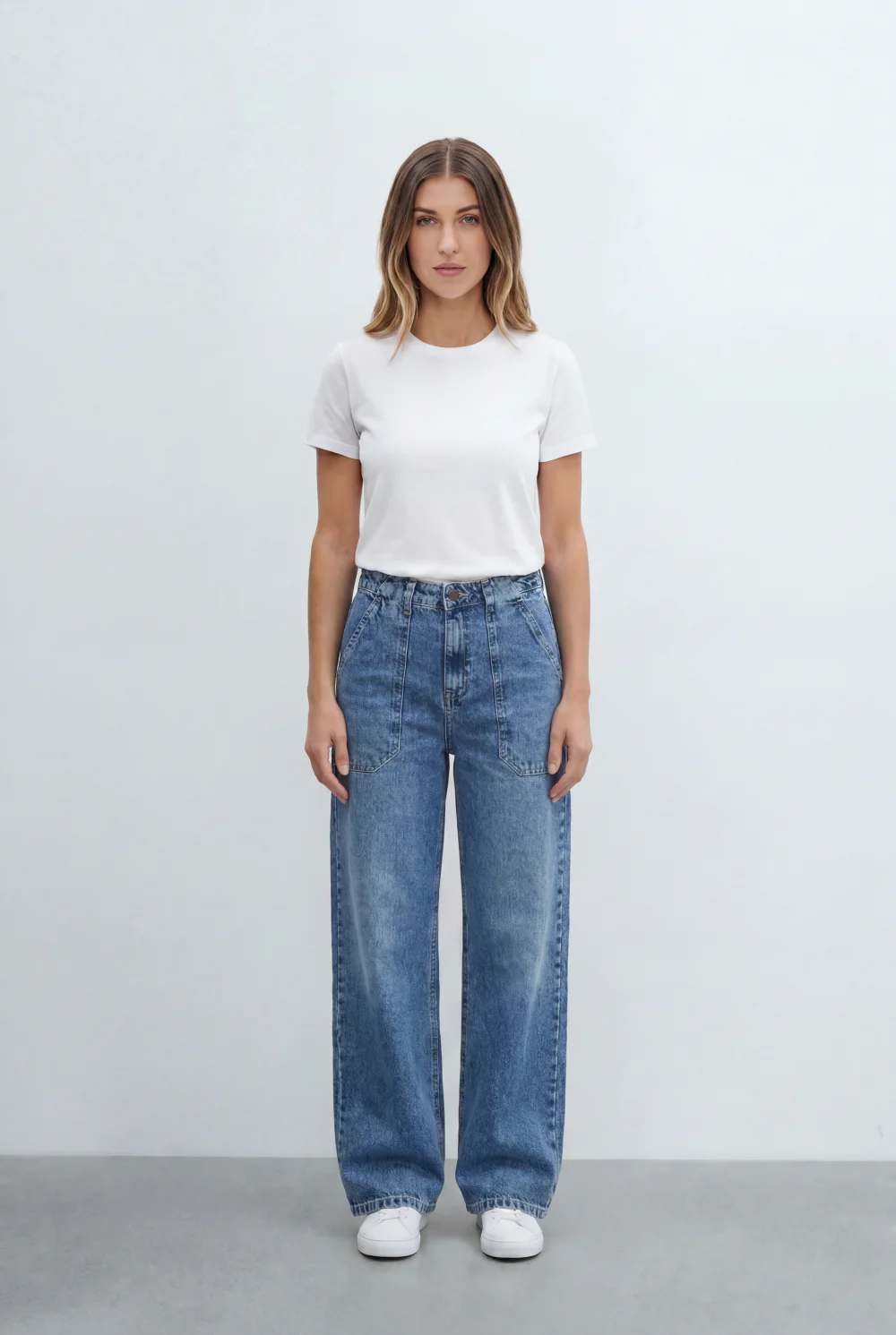 Women’s Tomato Store Panel Seam Straight Leg Jeans Pants High Rise Waist Structured Front Stitch Detail - Image 4