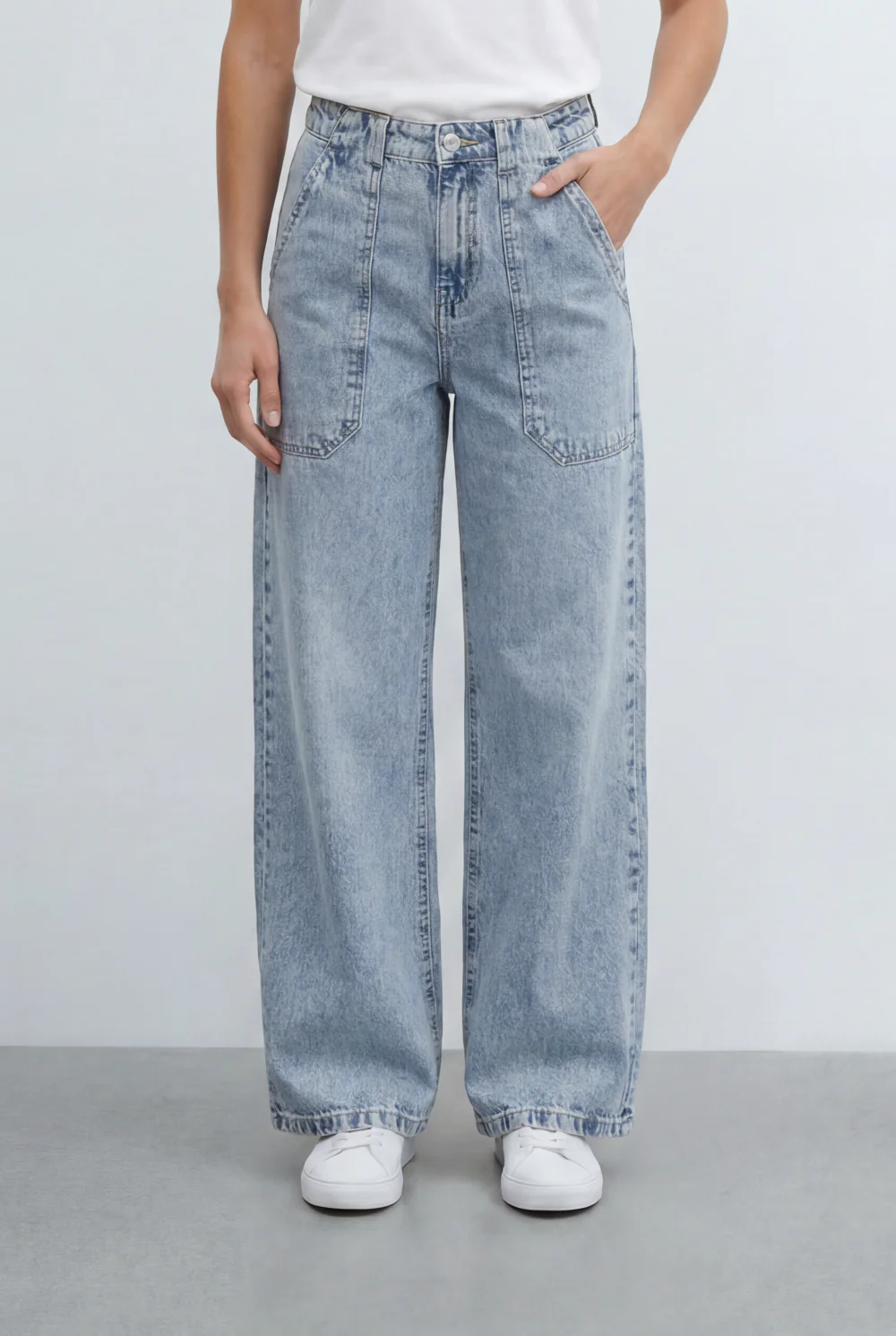 Women’s Tomato Store Panel Seam Straight Leg Jeans Pants High Rise Waist Structured Front Stitch Detail - Image 5