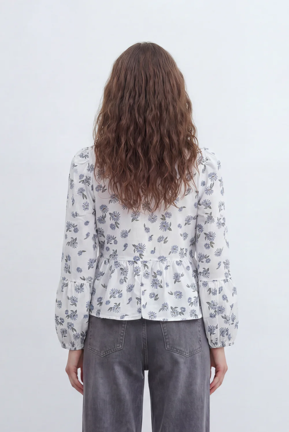 Women’s Tomato Store Printed Peplum Blouse Featuring Delicate Tie Front Details - Image 2
