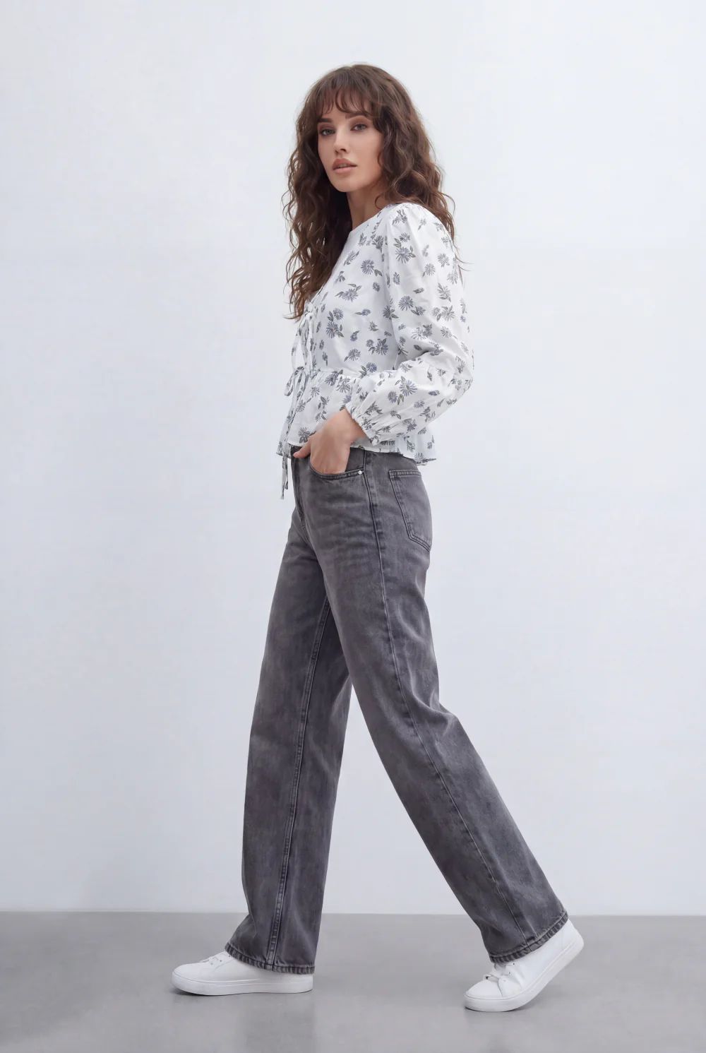 Women’s Tomato Store Printed Peplum Blouse Featuring Delicate Tie Front Details - Image 4