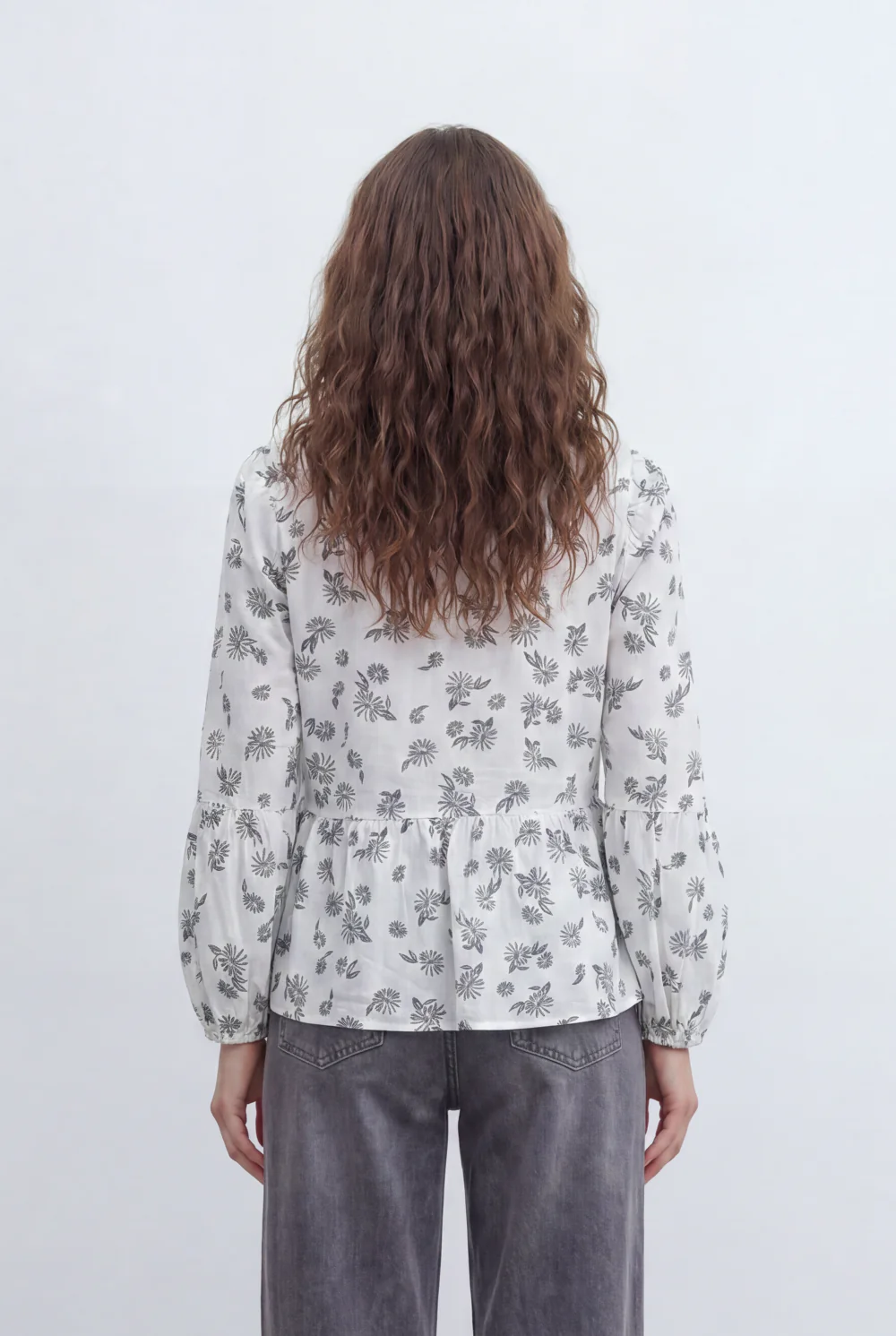 Women’s Tomato Store Printed Peplum Blouse Featuring Delicate Tie Front Details - Image 6