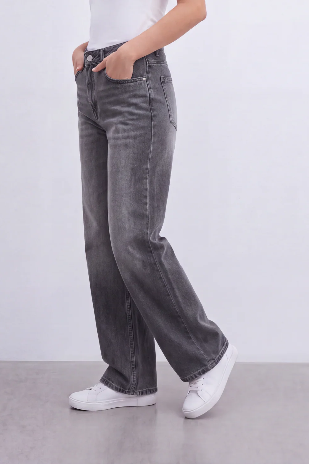 Women’s Tomato Store Shadow Fade Wide Leg Jeans With Smoky Washed Denim Texture Soft Sanded Vertical Fade Effect Pants - Image 8