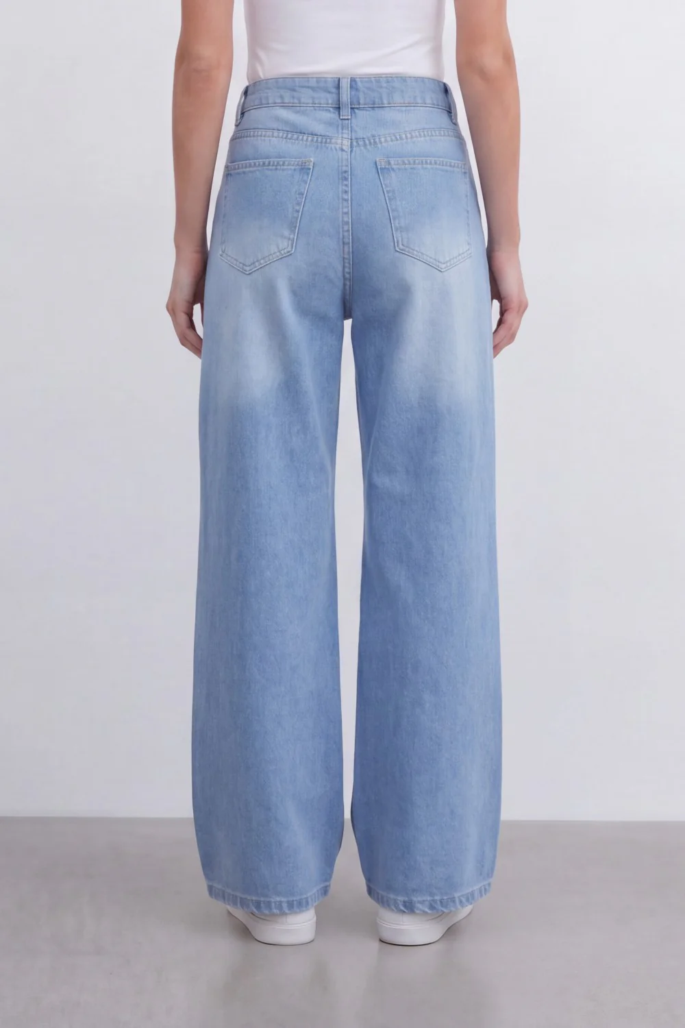Women’s Tomato Store Sky Fade Wide Leg Jeans With Washed Denim Texture Soft Whisker Fade Effect Vertical Grain Pants - Image 10