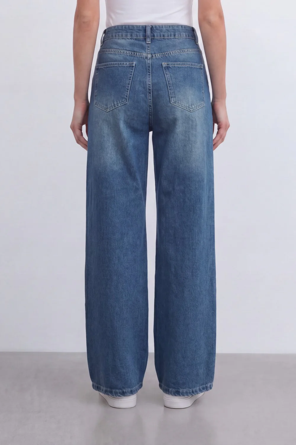Women’s Tomato Store Sky Fade Wide Leg Jeans With Washed Denim Texture Soft Whisker Fade Effect Vertical Grain Pants - Image 6