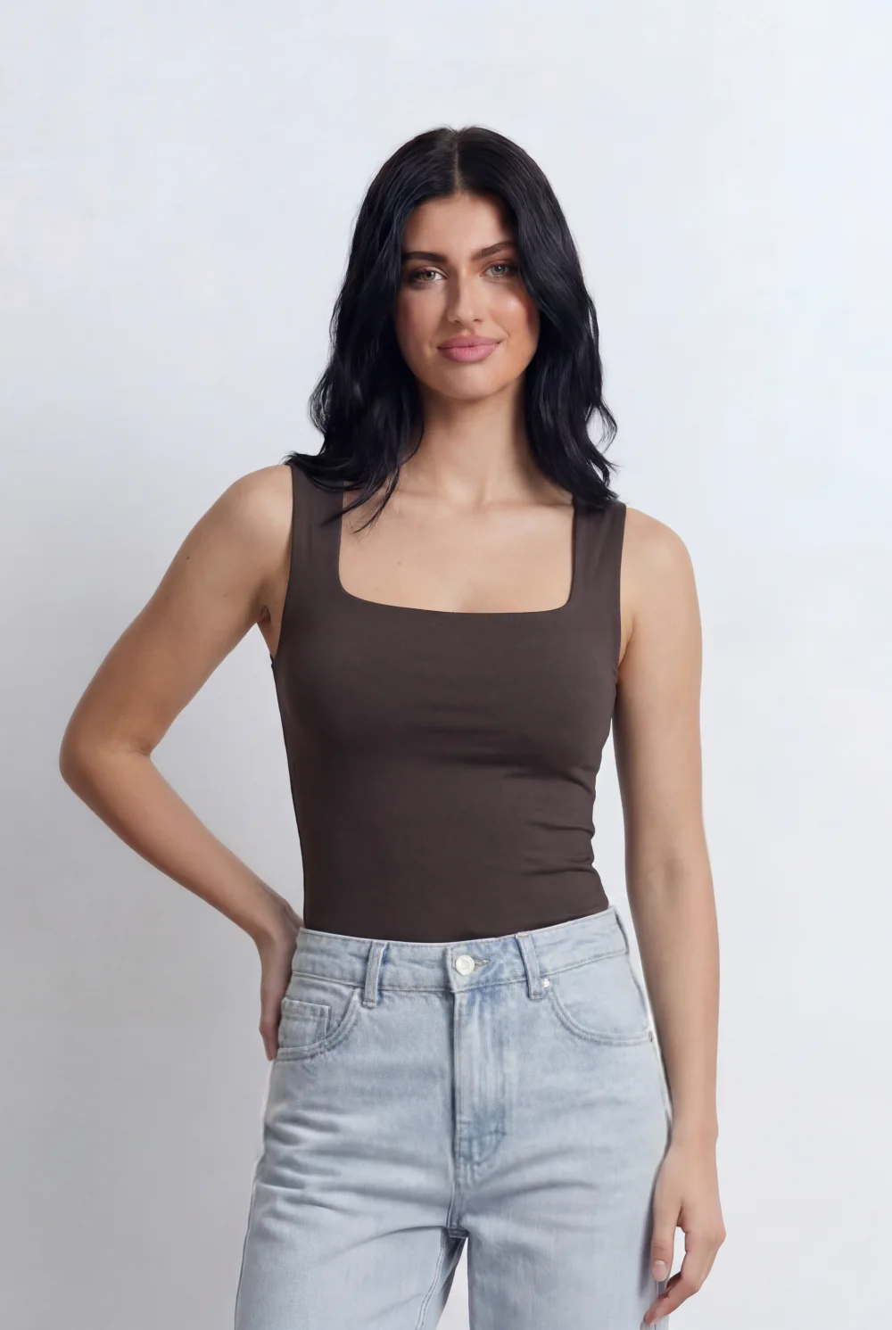 Women’s Tomato Store Square Neck Tank Basic Top Wide Strap Design T-Shirt - Image 5