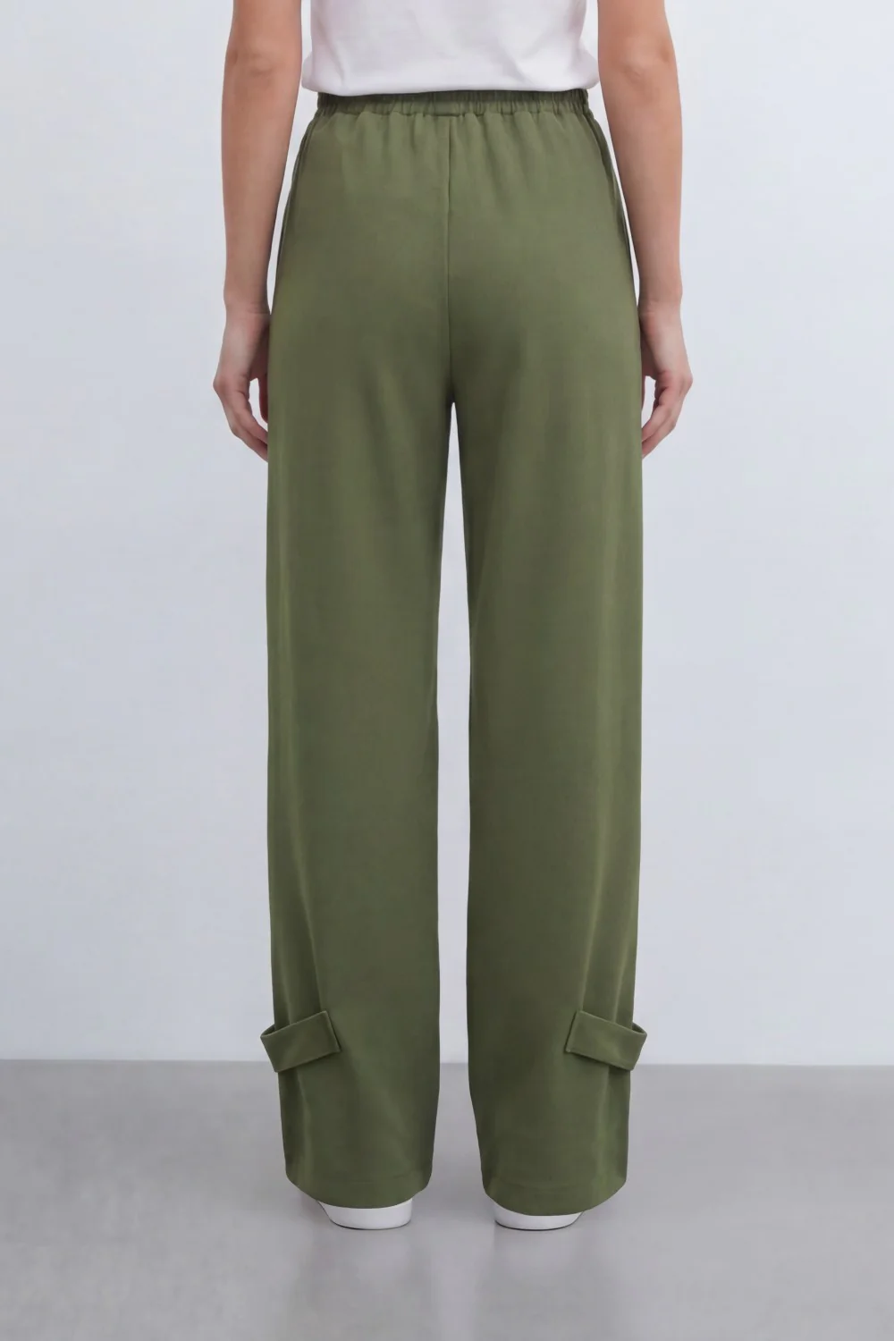 Women’s Tomato Store Utility Basic Pants With Smooth Solid Dye Surface Soft Twill Texture Elastic Waistband Side Pocket Cargo - Image 6