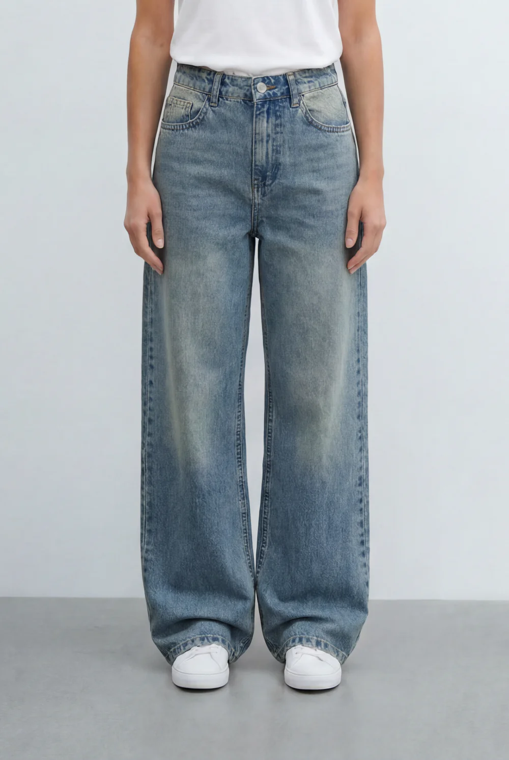 Women's Wide Leg Jeans Tomato Store Relaxed High Rise Denim Vintage Wash Pants - Image 5