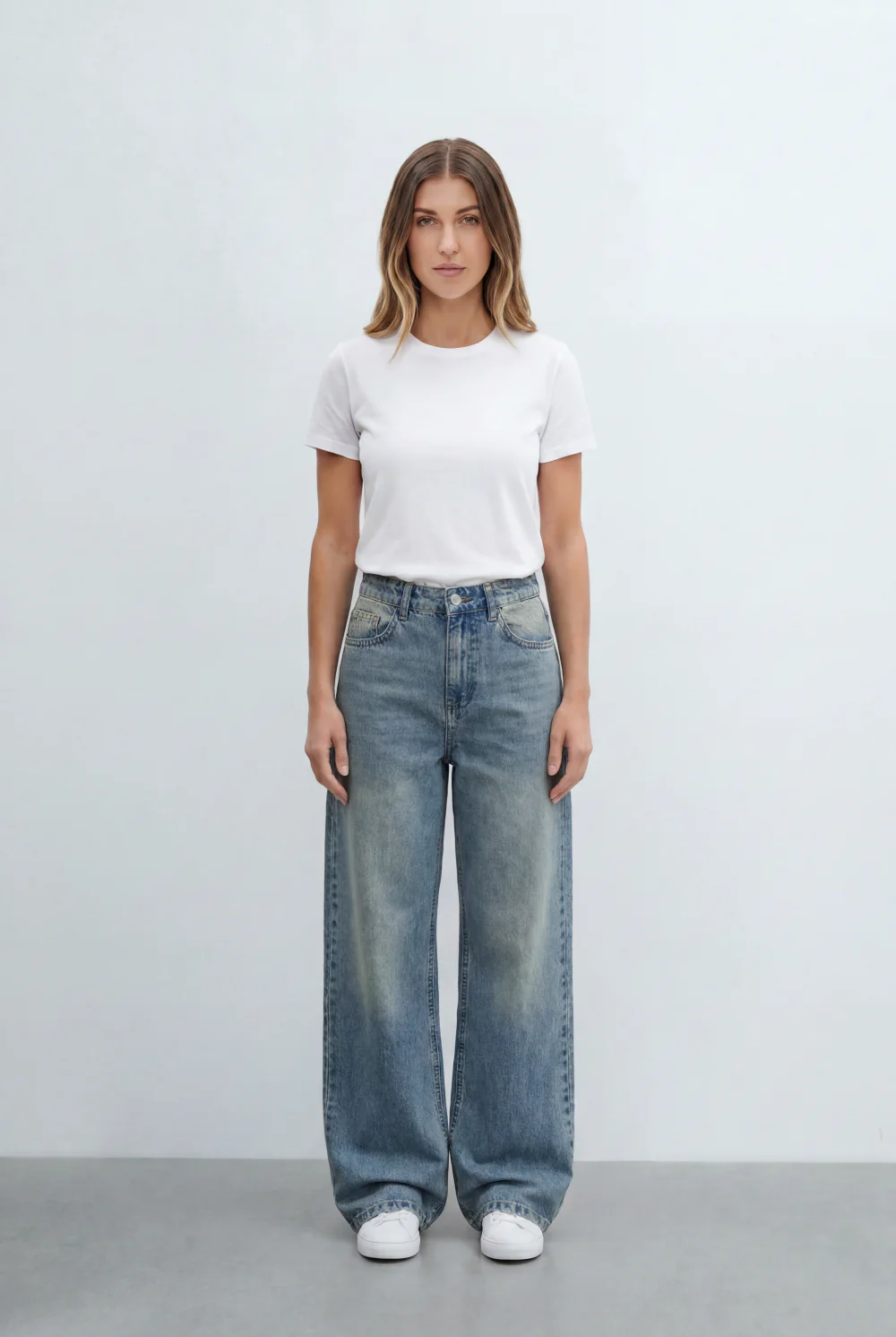 Women's Wide Leg Jeans Tomato Store Relaxed High Rise Denim Vintage Wash Pants - Image 7