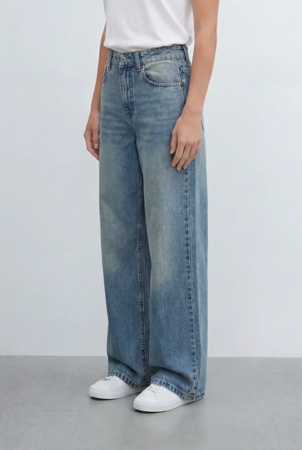 Women's Wide Leg Jeans Tomato Store Relaxed High Rise Denim Vintage Wash Pants - Image 8